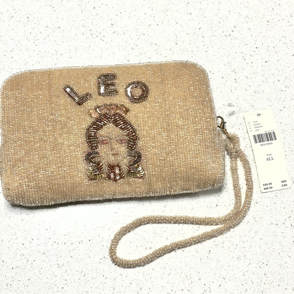 NWT ANTHROPOLOGIE Beaded Zodiac Clutch, "Leo"
